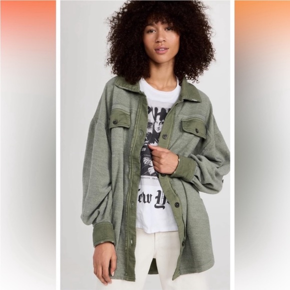 Free People Jackets & Blazers - Free People Ruby Shacket Green Medium Oversized
